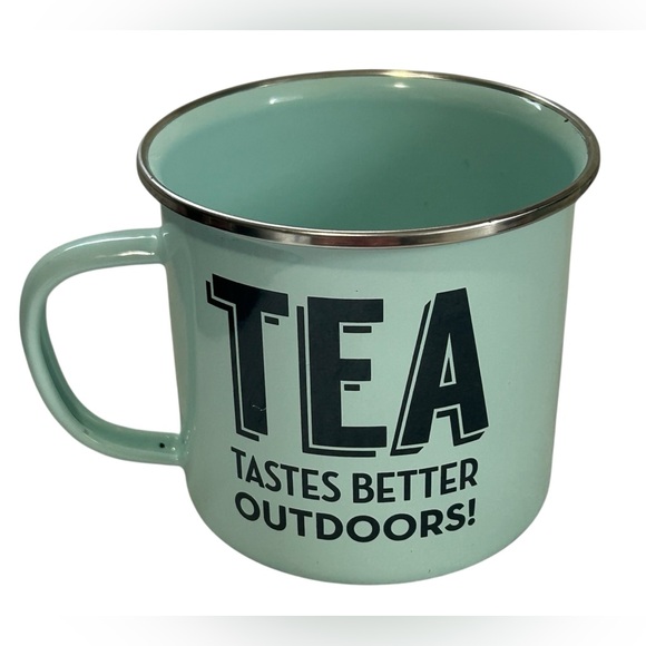 ‘TEA TASTES BETTER OUTDOORS’ TIN MUG THE GIFTED GARDENER - Picture 1 of 6